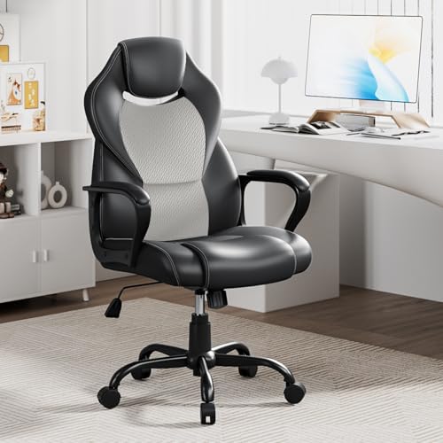 Chaise Bureau BASETBL Ergonomique Hauteur Réglable Usager Professionnel Bureau Games Gris et Noir