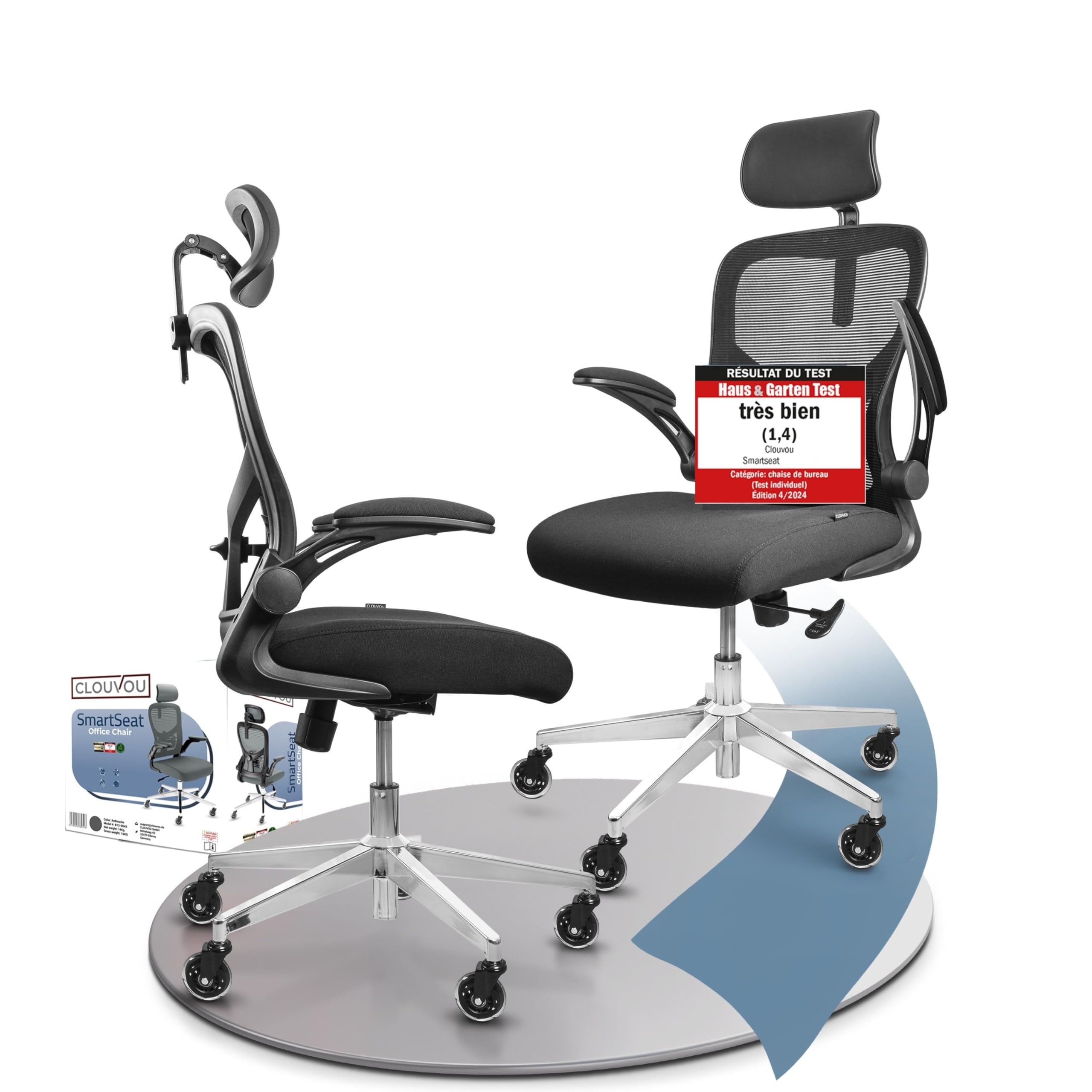 [CLOUVOU Élue N°1 Siège de Bureau Ergonomique] | Fauteuil de Bureau pour Bureau | Fauteuil Ergonomique pour Bureau | [Po